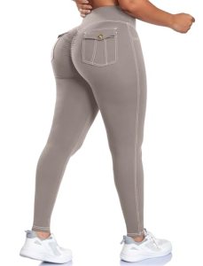 SEASUM Cargo Workout Leggings with Pockets for Women Scrunch Butt Lifting Gym De