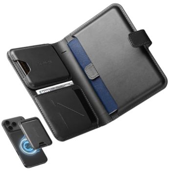 Stouchi AirTag Passport Holder with Pull Strap, RFID Blocking Magnetic Case