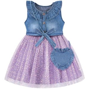 Toddler Girl Clothes Denim Tulle Dresses (US, Age, 4 Years, 5 Years, Purple)