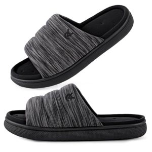 VeraCosy Mens Open-Toe Slippers Memory Foam Indoor Outdoor House Shoes for Men B