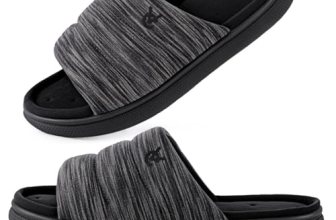 VeraCosy Mens Open-Toe Slippers Memory Foam Indoor Outdoor House Shoes for Men B