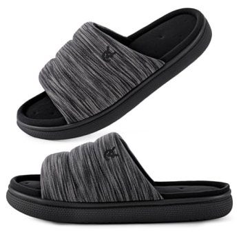 VeraCosy Mens Open-Toe Slippers Memory Foam Indoor Outdoor House Shoes for Men B