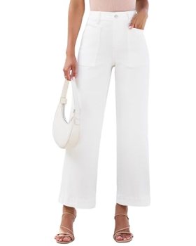 luvamia 28 Inseam Womens Jeans Womens White Jeans Wide Leg Ankle Pants for Women