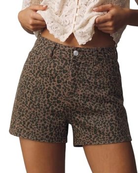 luvamia Jean Shorts Womens High Waisted Cheetah Print Shorts for Women Jorts Wom