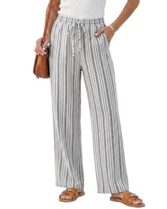 GRAPENT Lounge Pants Summer Outfits for Women Womens Elastic Waist Loose Wide Le