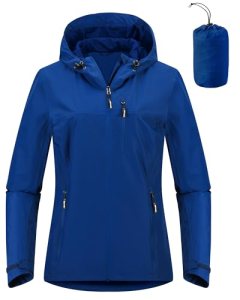 Outdoor Ventures Packable Rain Jacket Women Waterproof Raincoat with Hood
