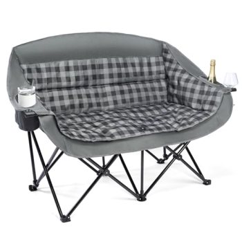 Double Camping Chair Loveseat -2 Person Oversized Padded Outdoor Camp Couch