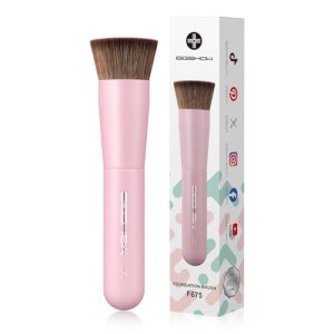 EIGSHOW Foundation Brush, Pocket Flat Top Kabuki Makeup Brush (F675-Pink)