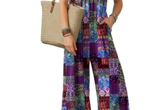 Ekouaer Casual Jumpsuits for Women Adjustable Straps Overalls One Piece Jumpsuit