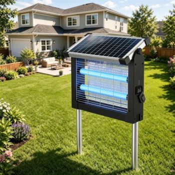 CXBER Solar Bug Zapper Outdoor, 4500V Mosquito & Fly Zapper with UV Light, Smart