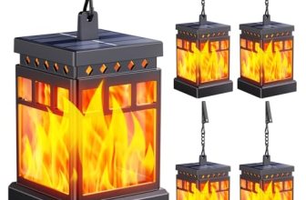 KOOPER 4 Pack Solar Lanterns Outdoor, Flickering Flame Halloween Decor