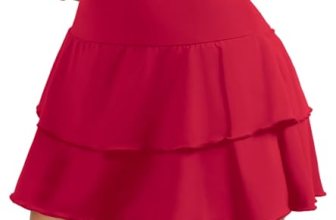 DLOODA Womens Skirts with Pockets Shorts Double Ruffle Tennis Skort Red