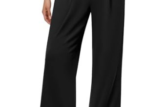 DLOODA Wide Leg Dress Pants for Women Pull on High Waisted Work Pants Black