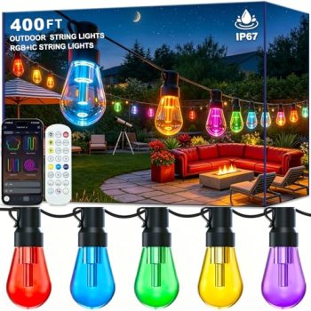 AILBTON RGB+IC 400FT Outdoor String Lights Bulbs IP67 Waterproof LED Color Chang