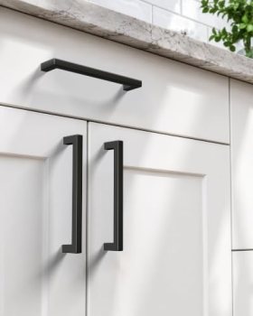 Veise Matte Black Cabinet Handles, 5 Inch CC, Solid Kitchen Pulls, 10 Pack