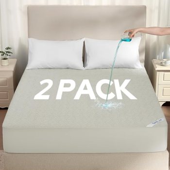2 Pack Waterproof Mattress Protector California King Size, Deep Pocket Fit