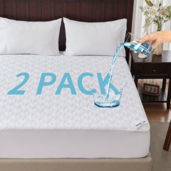 2 Pack Waterproof Mattress Protector California King Size, Deep Pocket Fit