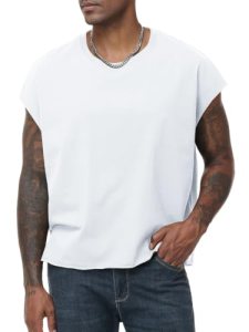 KEEPSHOWING Sleeveless Shirts for Men Cotton Dolman Sleeve Crop Vest Top T Shirt