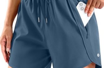 SANTINY Women’s 3.5”/5”/7” Athletic Gym Running Shorts Zipper Pockets