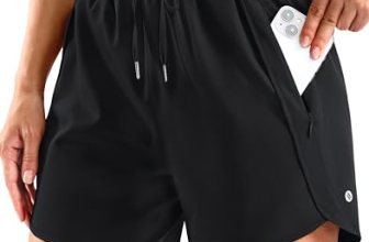 SANTINY Women’s 3.5”/5”/7” Athletic Gym Running Shorts Zipper Pockets