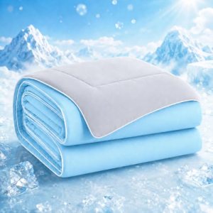 Seyfote Summer Cooling Comforter King Size, Blue & Gray, 90 x 104 Inches