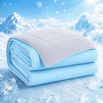 Seyfote Summer Cooling Comforter King Size, Blue & Gray, 90 x 104 Inches