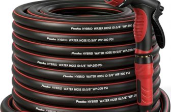 Garden Hose 50ft x 5/8″, NON-EXPANDABLE Heavy Duty Hose with Nozzle