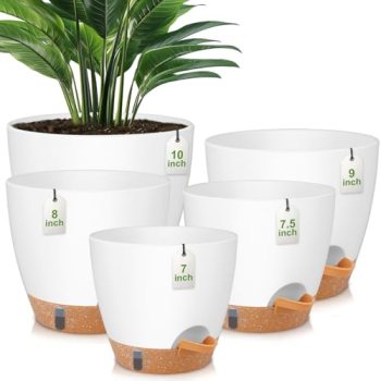 QRRICA Plant Pots 10/9/8/7.5/7 Inch Self Watering Pots