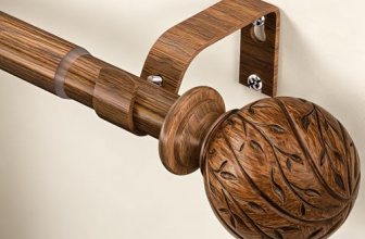 KVEEO Wood Curtain Rod for Windows 36-120″ Adjustable Window Treatment Rods