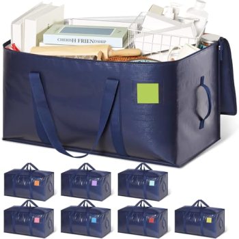 Dayseon Heavy Duty Moving Bags with Wide‑opening, 8 Pack, 24 Gal, Blue