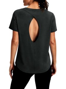 Alaroo Short Sleeve Shirts for Women Open Back Workout Yoga Tops Pilates Outfits
