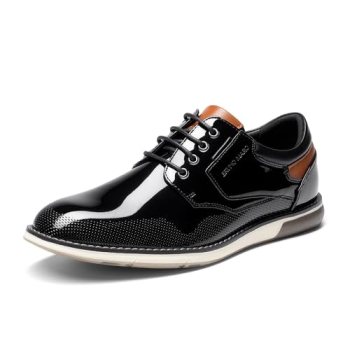 Bruno Marc Men’s Dress Oxfords Casual Derby Sneakers,Black-Pat,13