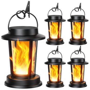 TuyLuxe Solar Lanterns Outdoor, 4 Pack Flickering Flame Solar Lights