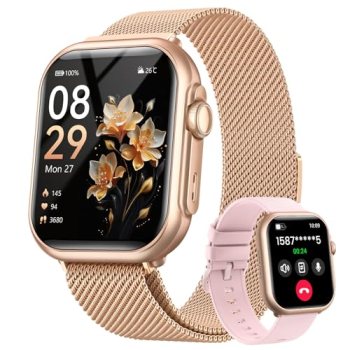 Smart Watches for Women,1.85″ HD Smartwatch Fitness Trackers, with 2 Bands
