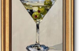 Gold Framed Wall Art, Vintage Martini Glass with Olives Canvas Prints