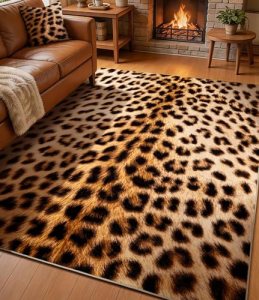 YIHOUSE 5‘x7′ Washable Leopard Area Rug for Living Room