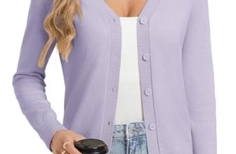 GRACE KARIN Purple Cardigan Sweaters for Women Lightweight Button Up Spring Card
