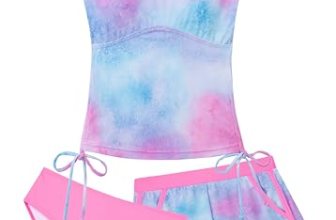 Seanrui Girls Tankini Swimsuit Size 10 Girls Bathing Suits Size 8-10 3 Piece Bat