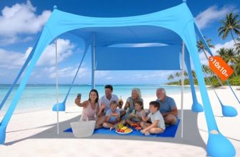 HOPERAN Beach Tent Sun Shelter, UPF50+ UV Protection, 10x10FT Pop Up Shade Beach