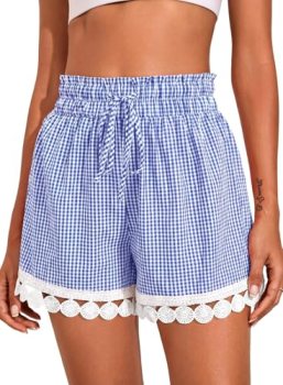 Dokotoo Women’s Cotton Blend Gingham Shorts Pajama Bottoms or Casual Summer Loun