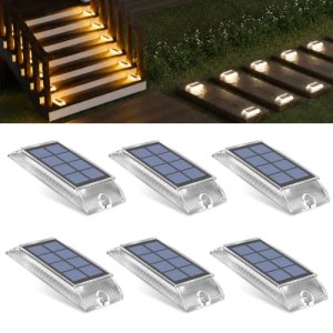Solar Step Lights Outdoor, 6 Pack 2 Colors in 1 LED Solar Walkway Lights