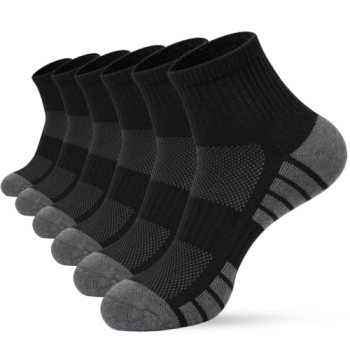 Horuru Men’s Cushioned Ankle Socks, Athletic Running Gym Socks 6 Pairs