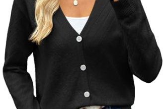 EVALESS Women’s V Neck Black Cardigan Sweaters 2026 Dressy Causal Tops L