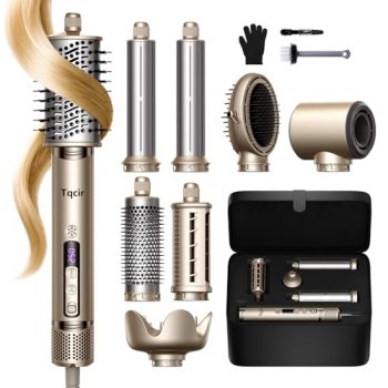 Tqcir 8 in 1 Hot Air Styler, Powerful Hair Dryer Brush with AutoWrap Curler