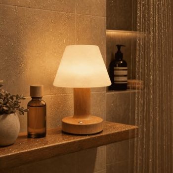 FNMYCO 3 Colors Shower Lamp Waterproof, Cordless Lamp for Bedroom