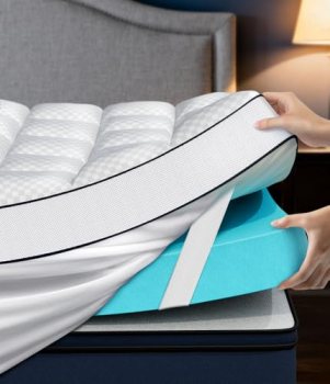 Panyu King 4 Inch Dual Layer Memory Foam Mattress Topper, Cooling Gel Pad