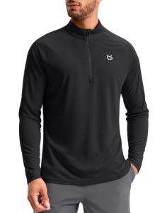 G Gradual Men’s Quarter Zip Pullover Athletic Running Shirts,Black,S