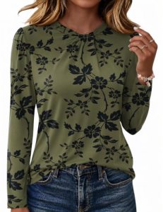 Long Sleeve Shirts for Women Business Casual Fall Outfits Pleated Boho Tops