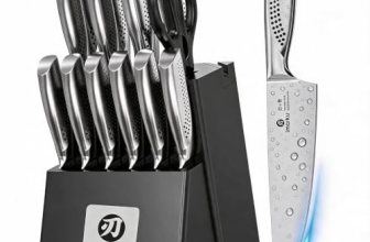 imarku 15PCS Kitchen Knife Set with Block,High Carbon Stainless Steel,Black