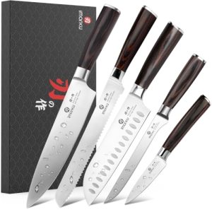 imarku 5PCS Kitchen Knife Set, Japanese Knife Set with Pakkawood Handle